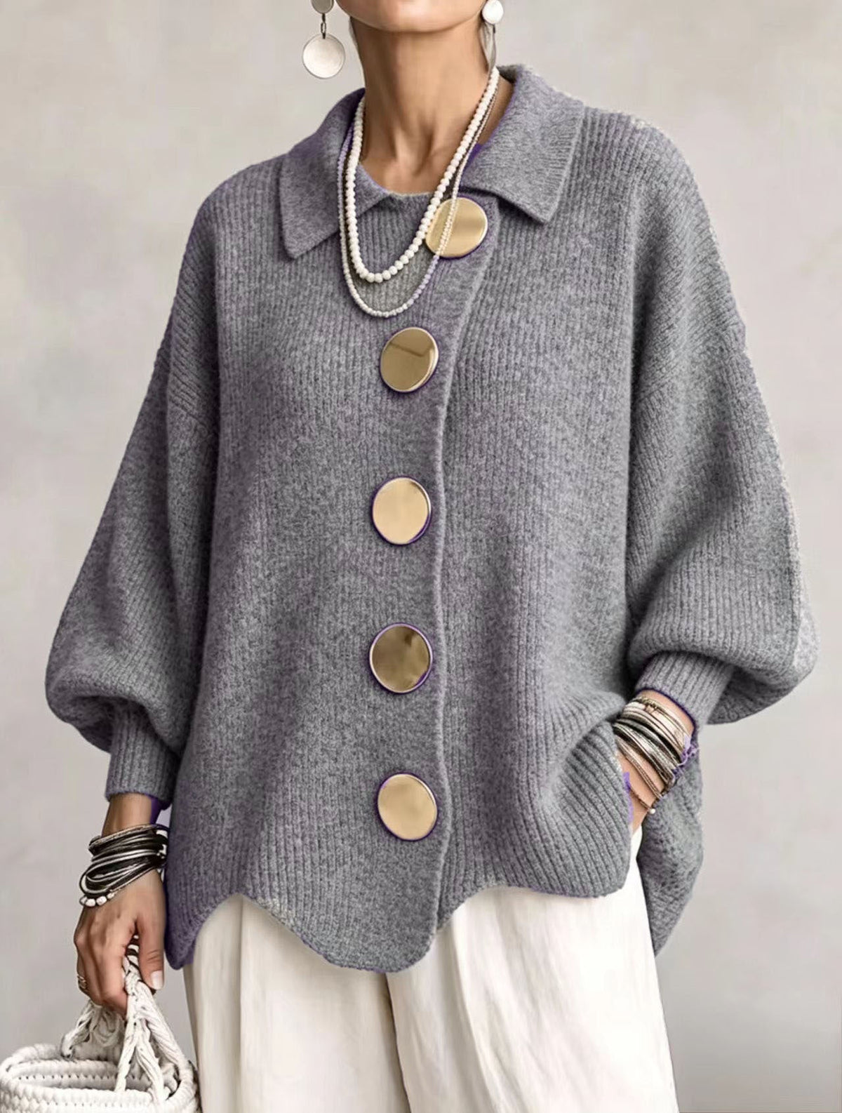 Isidora | Cárdigan Amplio Gris